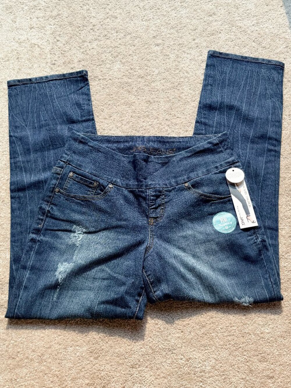 JAG Jeans Peri Straight Leg Pull-On Denim High Rise Jeans - Size 8S